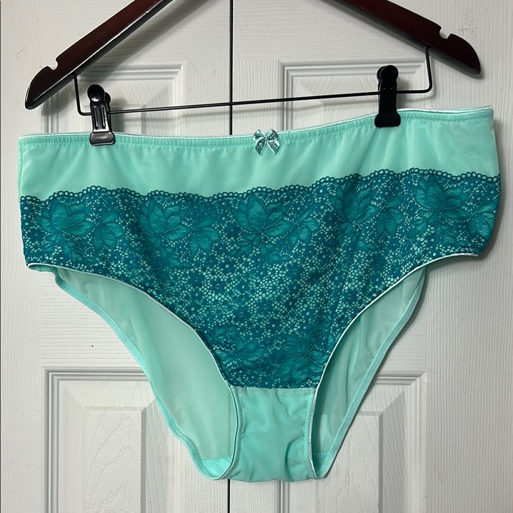 Teal Lace Trim High-Waisted Panty GORGEOUS!